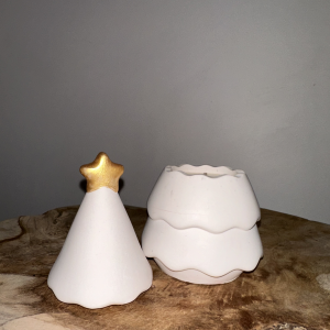 Bougie pot jesmonite Sapin - Collection de Noël